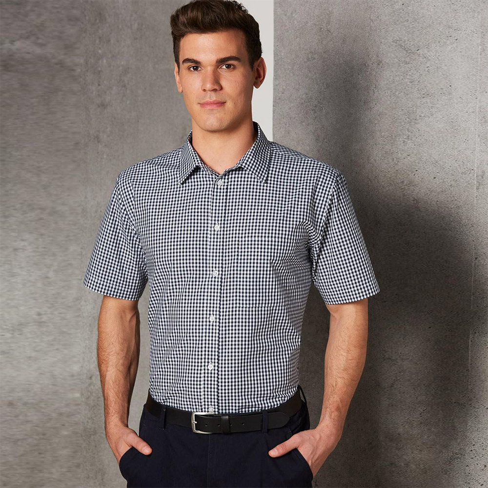 Men's Gingham Check Short Sleeve Shirt