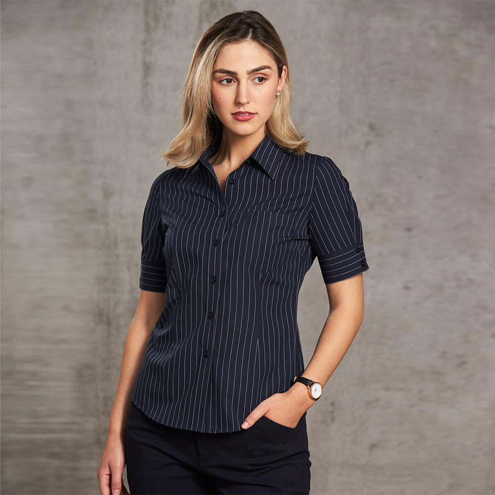 Women's Pin Stripe Short Sleeve Shirt