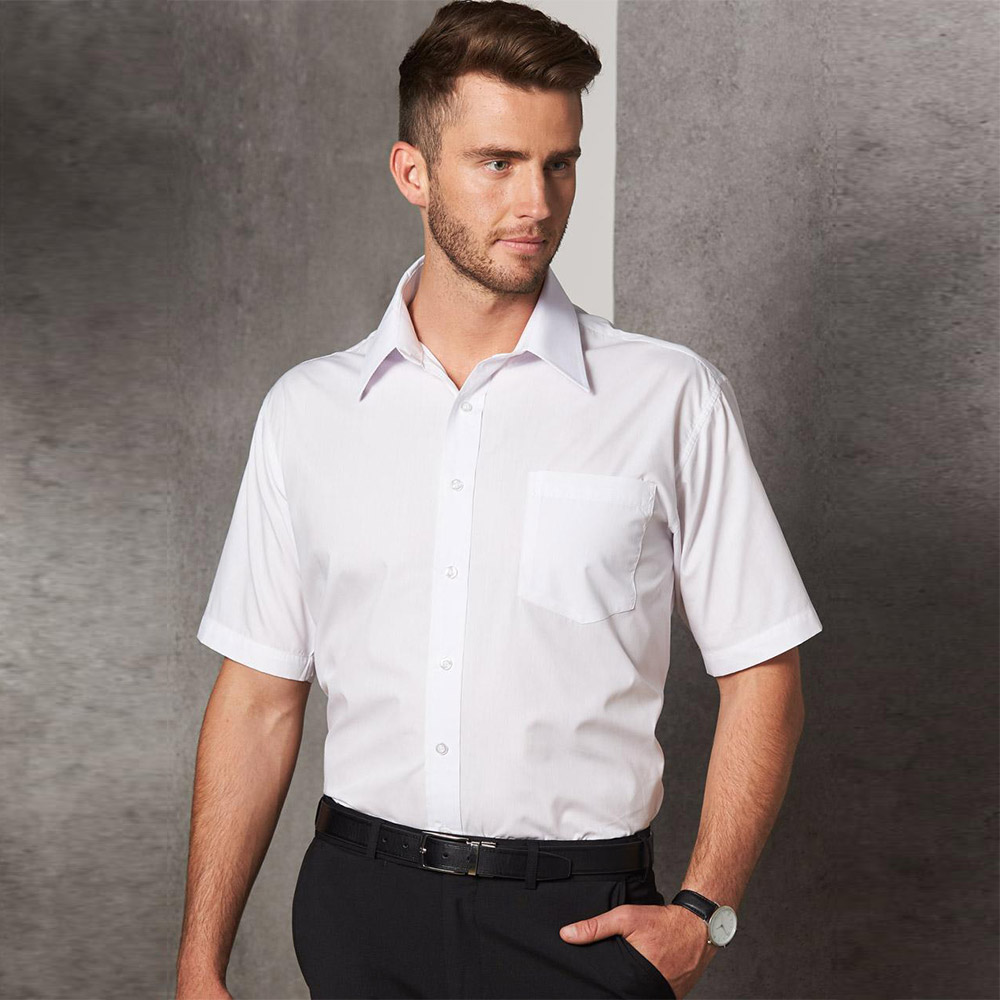 Men's Poplin Short Sleeve Business Shirt