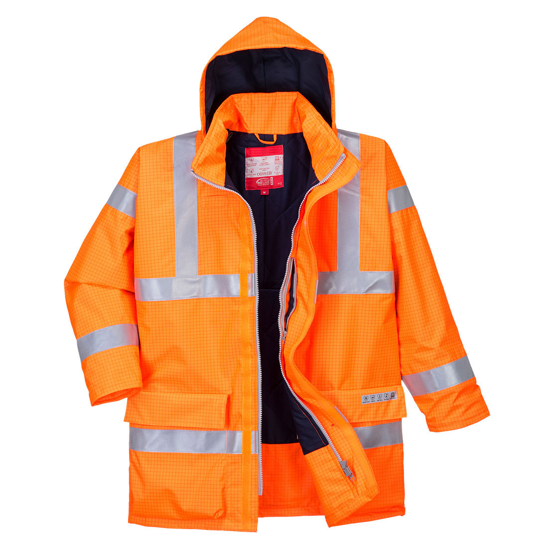 Hi-Vis Flame Resistant Antistatic Waterproof PU Coated Jacket with Lining