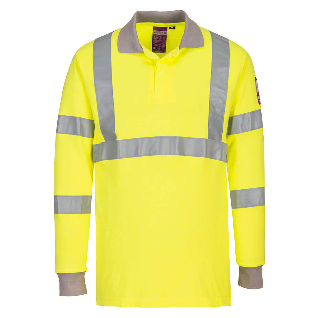 Flame Resistant Anti-Static Hi-Vis Lightweight Long Sleeved Polo Shirt