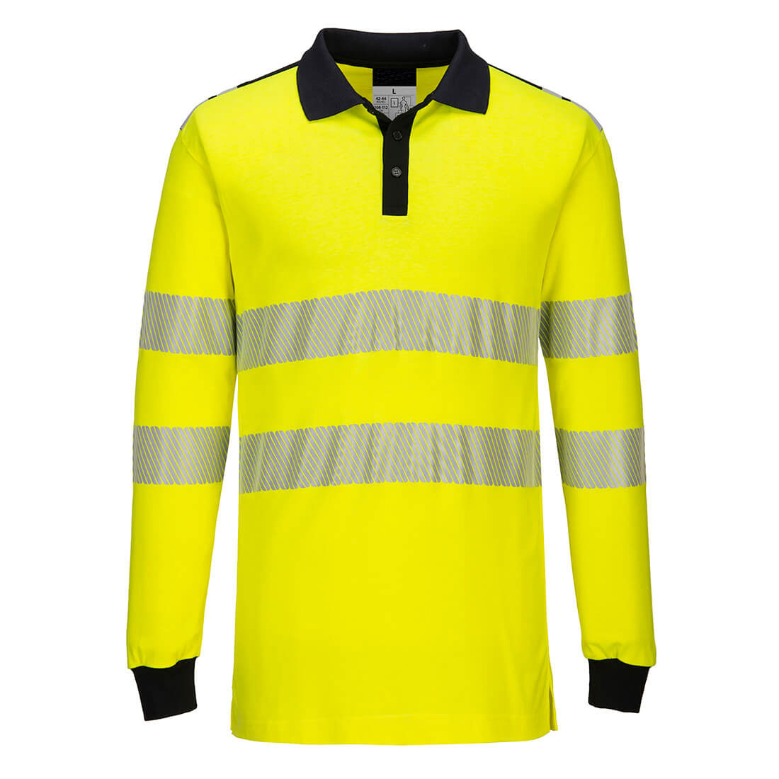 Flame Resistant Anti-Static Hi-Vis Long Sleeved Polo with Heat Transfer