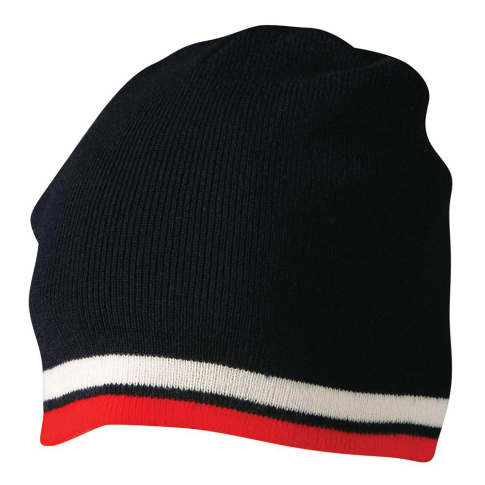 Contrast Stripe Knitted Acrylic Beanie