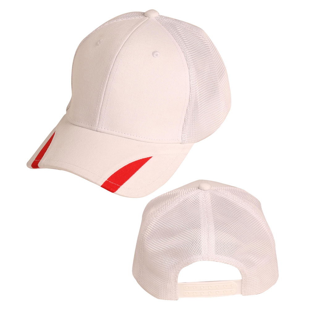 Cotton Contrast Peak Trim Trucker Cap With Nylon Mesh Back