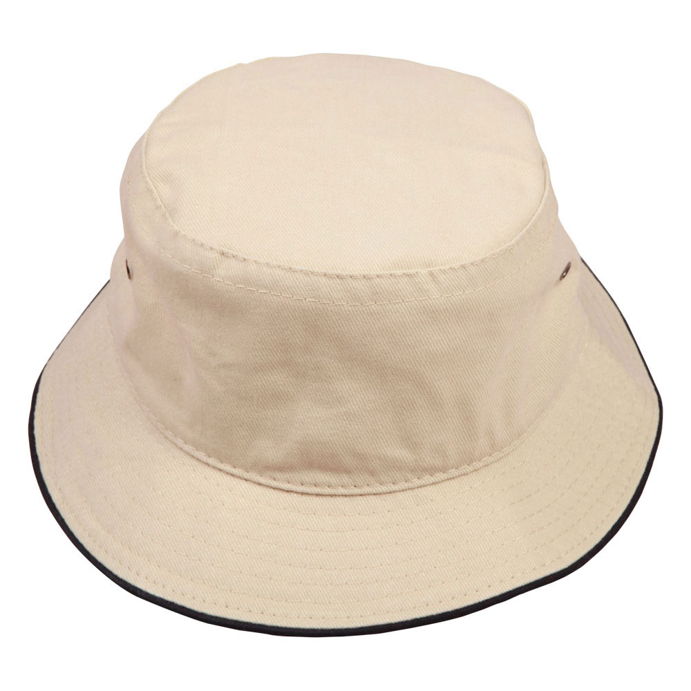 Soft Washed Heavy Brushed Cotton Bucket Hat With Sandwich Peak