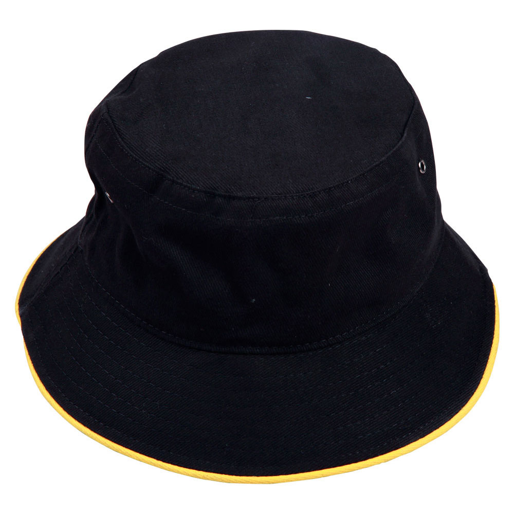 Soft Washed Heavy Brushed Cotton Bucket Hat With Sandwich Peak
