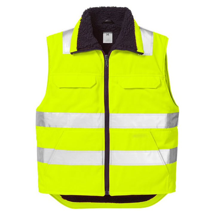 Hi-Vis Durable Winter Waistcoat Class 2 with Fur Lining