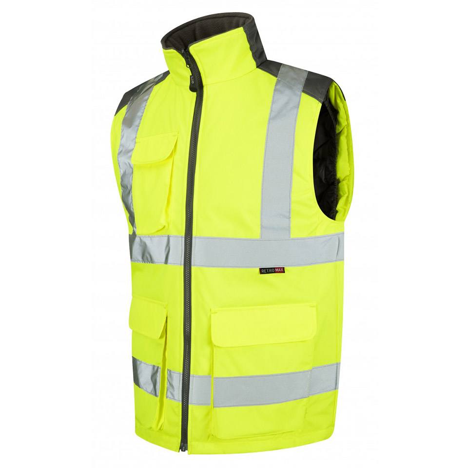 Hi-Vis Reversible Bodywarmer with Hand-Warmer Pockets&YKK zip