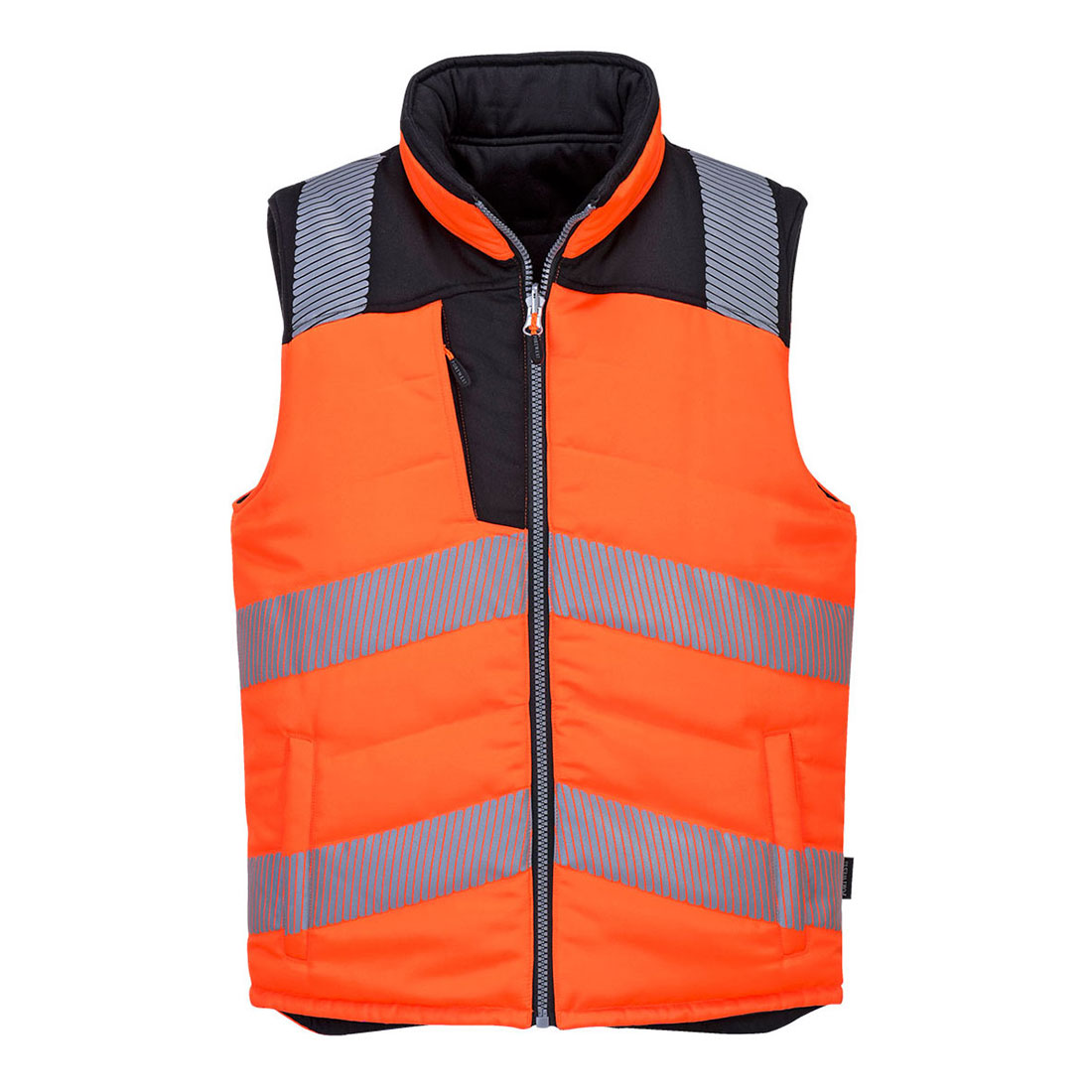 Hi-Vis Reversible Bodywarmer with Transfer Reflective Tape Orange/Yellow