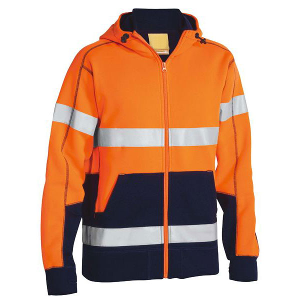 Hi Vis Two Tone Wet Weather Breathable Warming Full Zip Fleece Hoodie