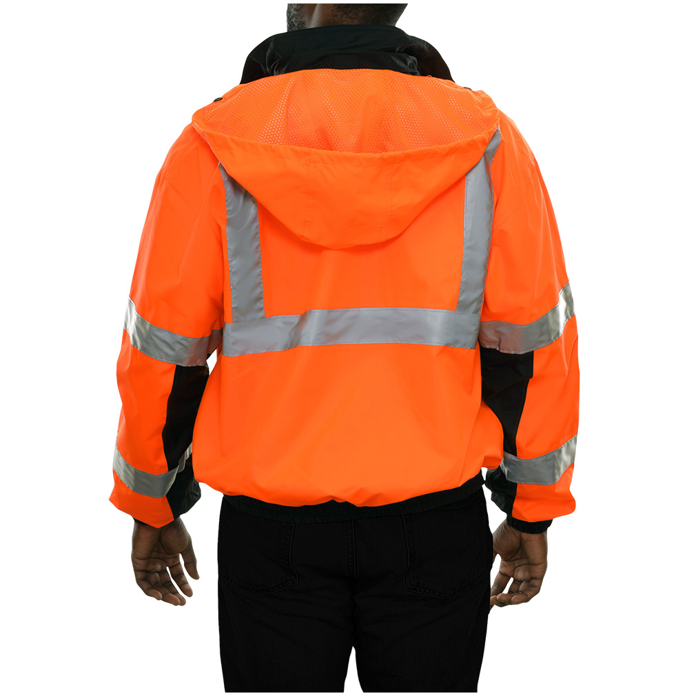 Hi-Vis 2-Tone Safety Bomber Jacket with Zip-Out Liner & Breathable Waterproof Shell