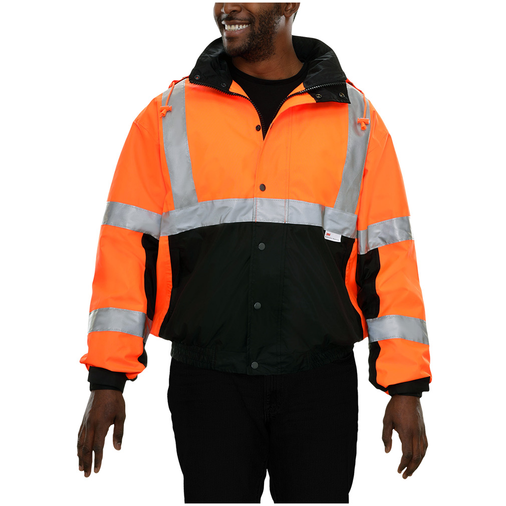 Hi-Vis 2-Tone Safety Bomber Jacket with Zip-Out Liner & Breathable Waterproof Shell