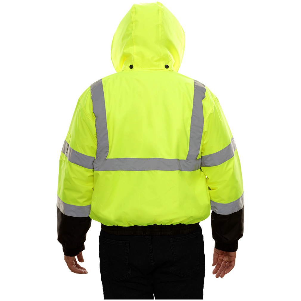 Hi-Vis 2-Tone Bomber Jacket with Adjustable Hood & Breathable Waterproof shell