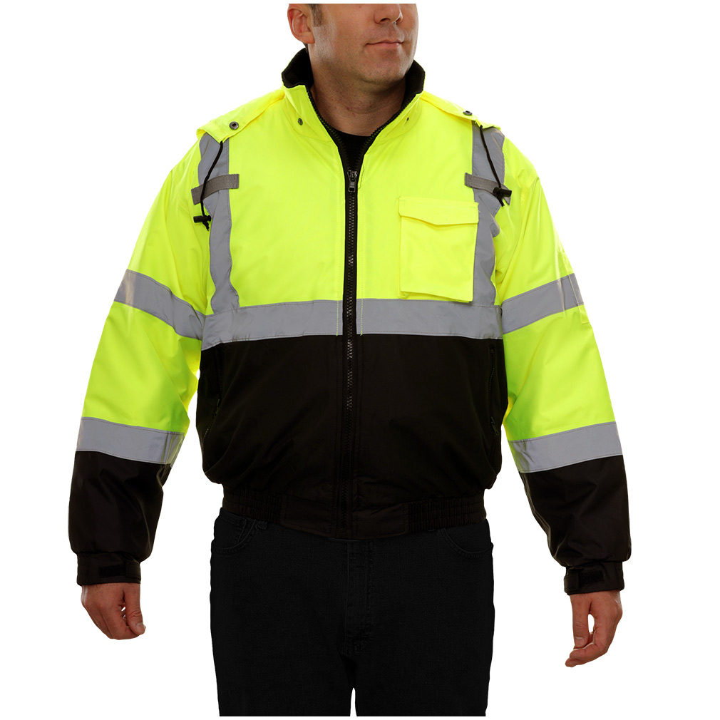 Hi-Vis 2-Tone Bomber Jacket with Adjustable Hood & Breathable Waterproof shell