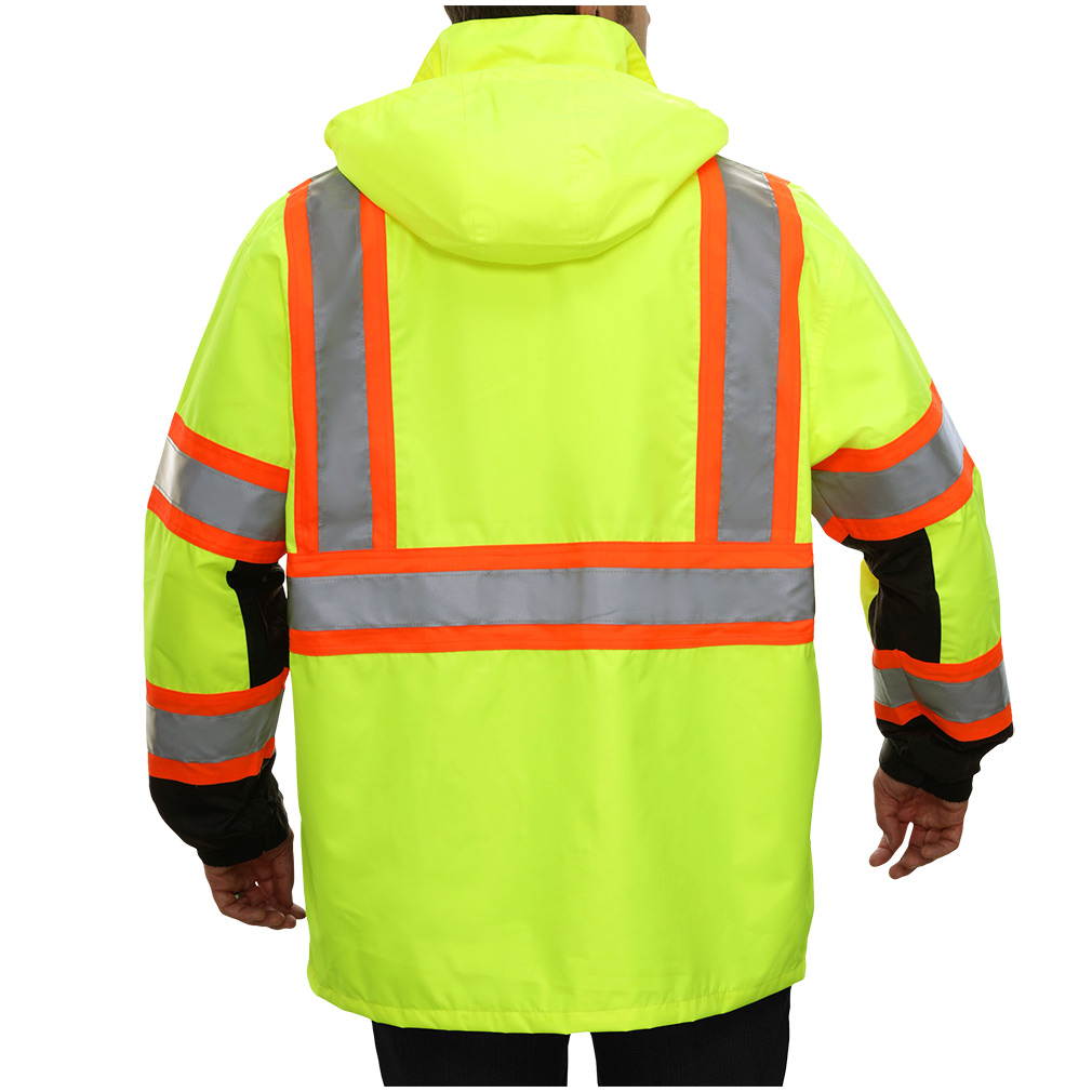 Hi-Vis Durable Safety DOT Parka with Breathable Waterproof Hooded