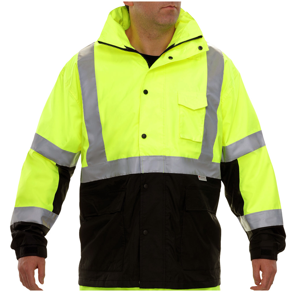 Hi-Vis 2-Tone Waterproof Safety Parka with PU Coated Breathable Fabric