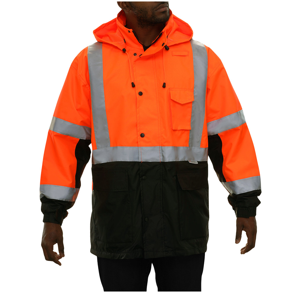 Hi-Vis 2-Tone Waterproof Safety Parka with PU Coated Breathable Fabric