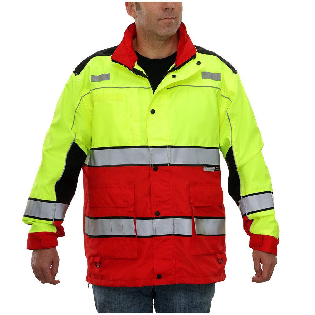 Hi-Vis 2-Tone Lime & Red Waterproof Responder Parka 