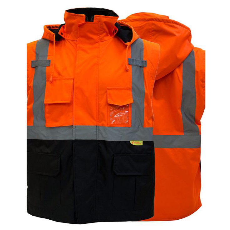 Hi-Vis Multifunctional 4-IN-1 Jacket with Detachable Sleeves & Waterproof Shell