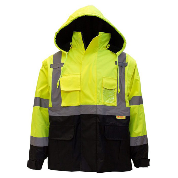 Hi-Vis Multifunctional 4-IN-1 Jacket with Detachable Sleeves & Waterproof Shell