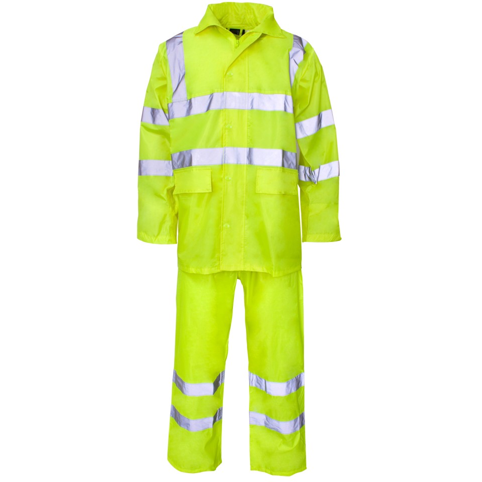 Hi-Vis Lightweight Nylon/PVC Raincoat with Pants