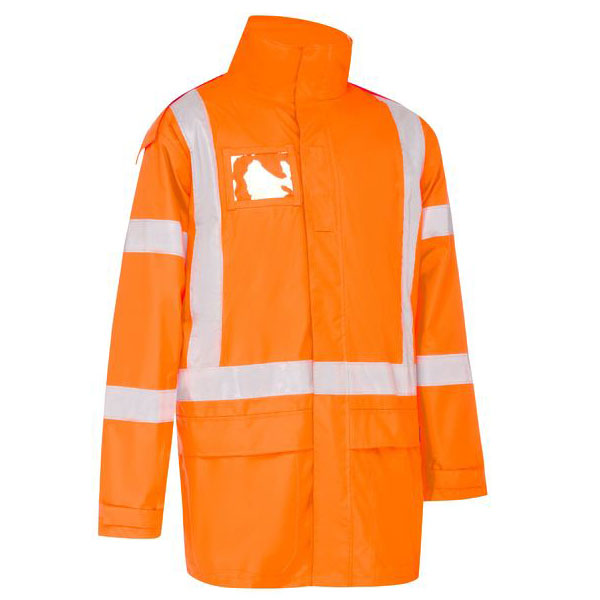 Reflective Breathable X Back Rail Shell Rain Jacket with PU coating