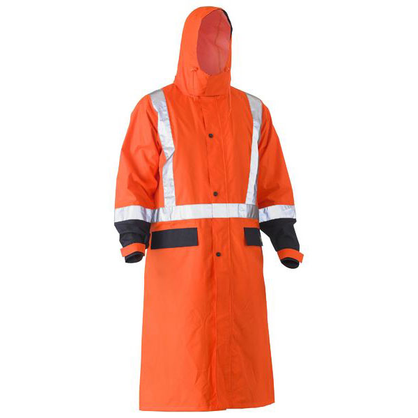 Hi Vis PVC Classic Lightweight Long Rain Coat - Rainwear