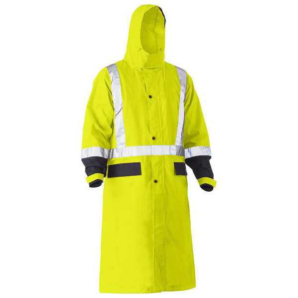 Hi Vis PVC Classic Lightweight Long Rain Coat - Rainwear