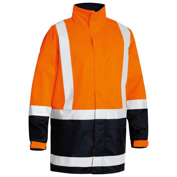 Reflective Two Tone Breathable Rail Shell Rain Jacket with PU coating