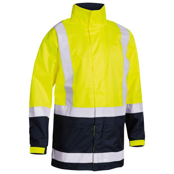 Reflective Two Tone Breathable Rail Shell Rain Jacket with PU coating