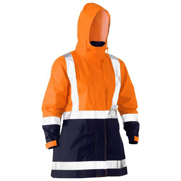 Women's Reflective Two Tone Breathable Rail Shell Rain Jacket with PU coating