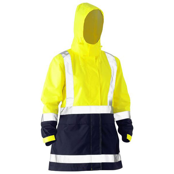 Women's Reflective Two Tone Breathable Rail Shell Rain Jacket with PU coating