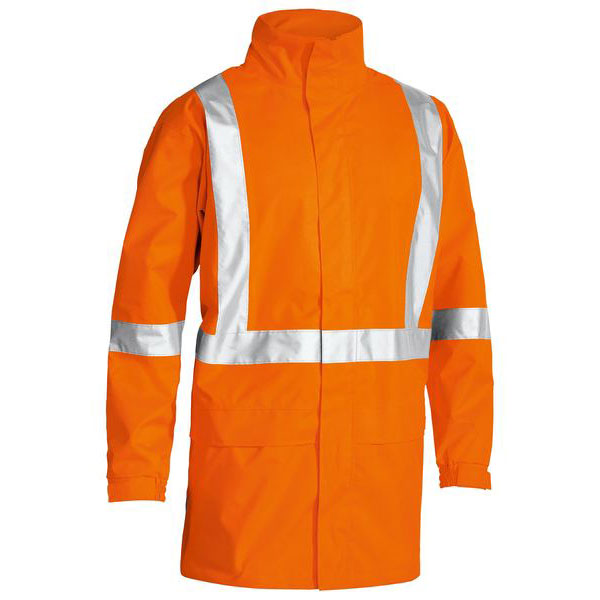 Hi Vis Breathable Shell Rail Safety Rain Jacket with PU coating