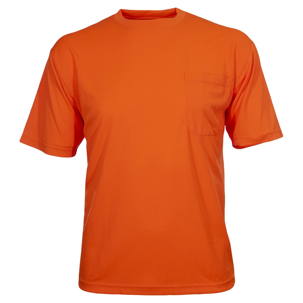 Hi-Vis Soft Safety Pocket Crew Neck T-Shirt with Birdeye Fabric