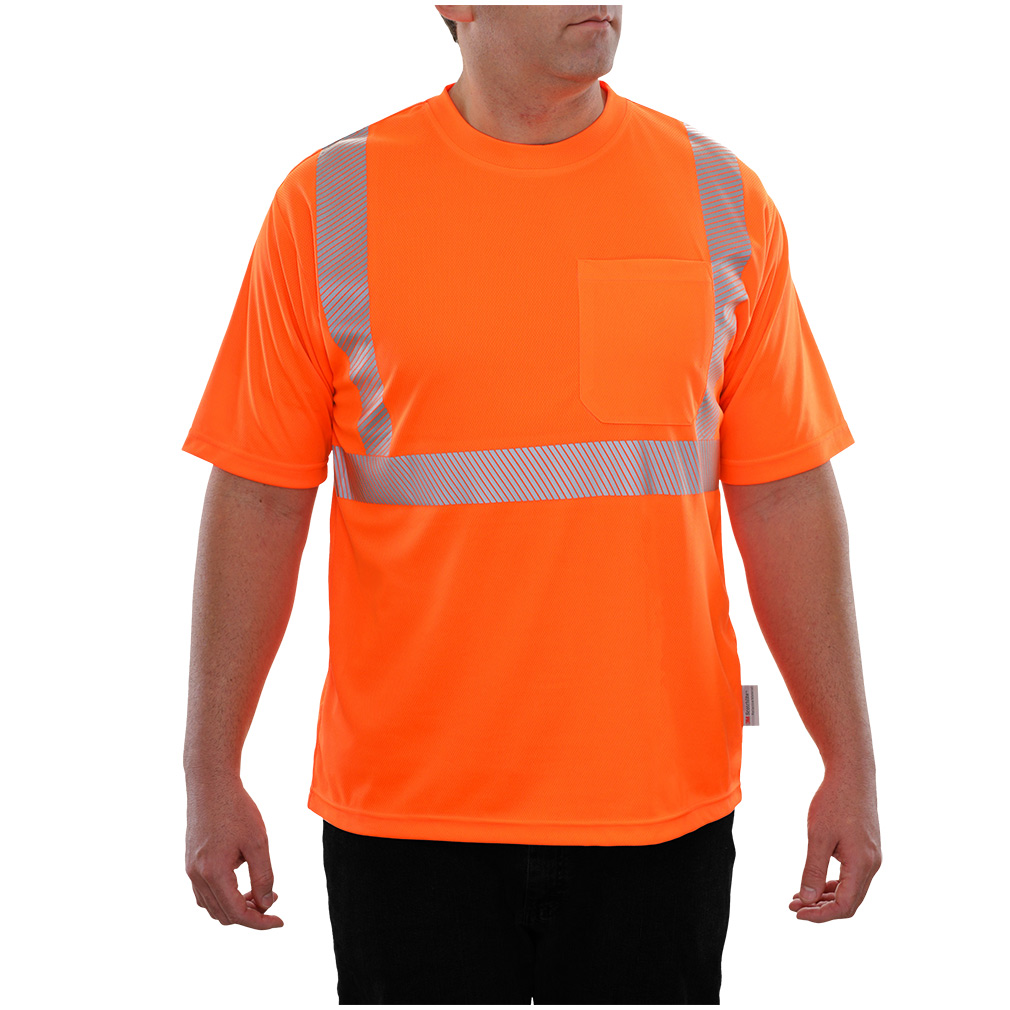 Hi-Vis Workwear Durable Safety ANSI Class 2 T-shirt with Pocket Oranger\Yellow