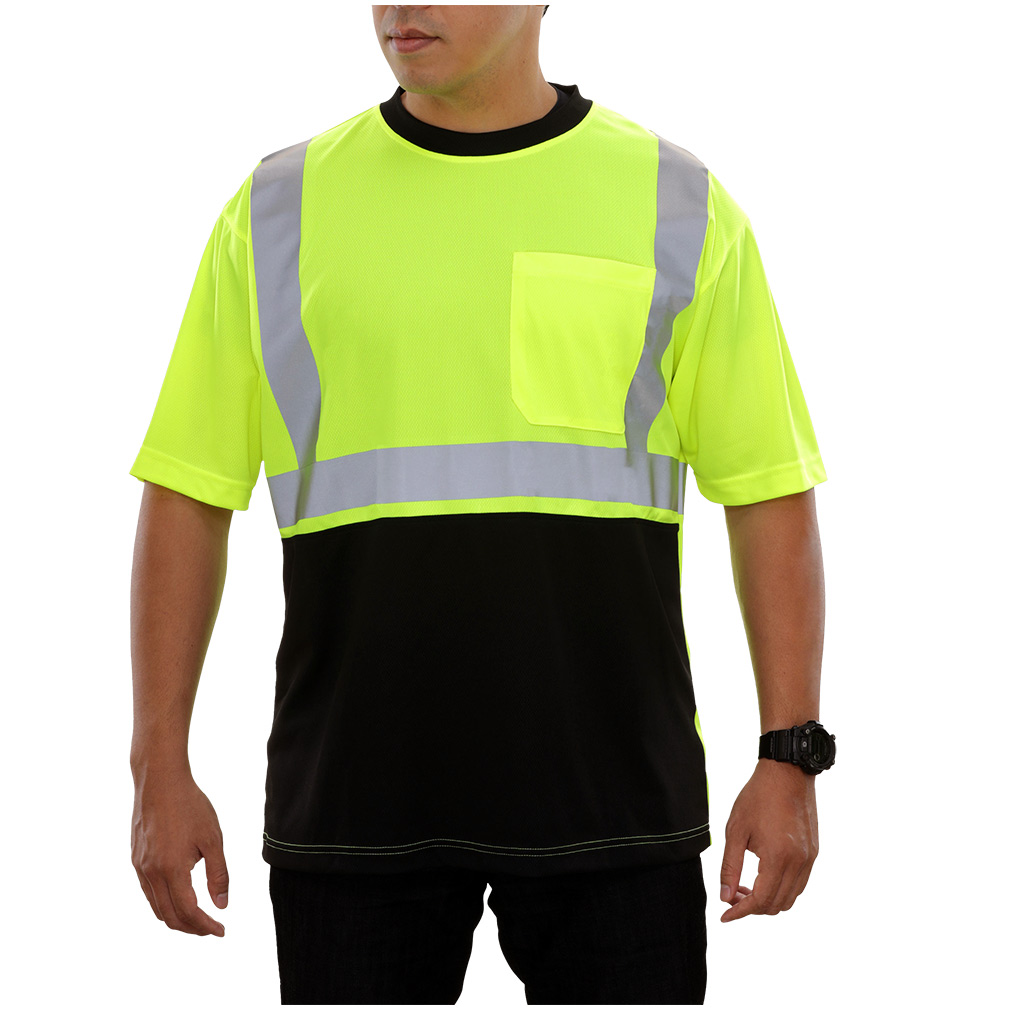 Hi-Vis Lightweight Wicking Safety 2-Tone T-Shirt ANSI Class 2 with High Transfer Tape