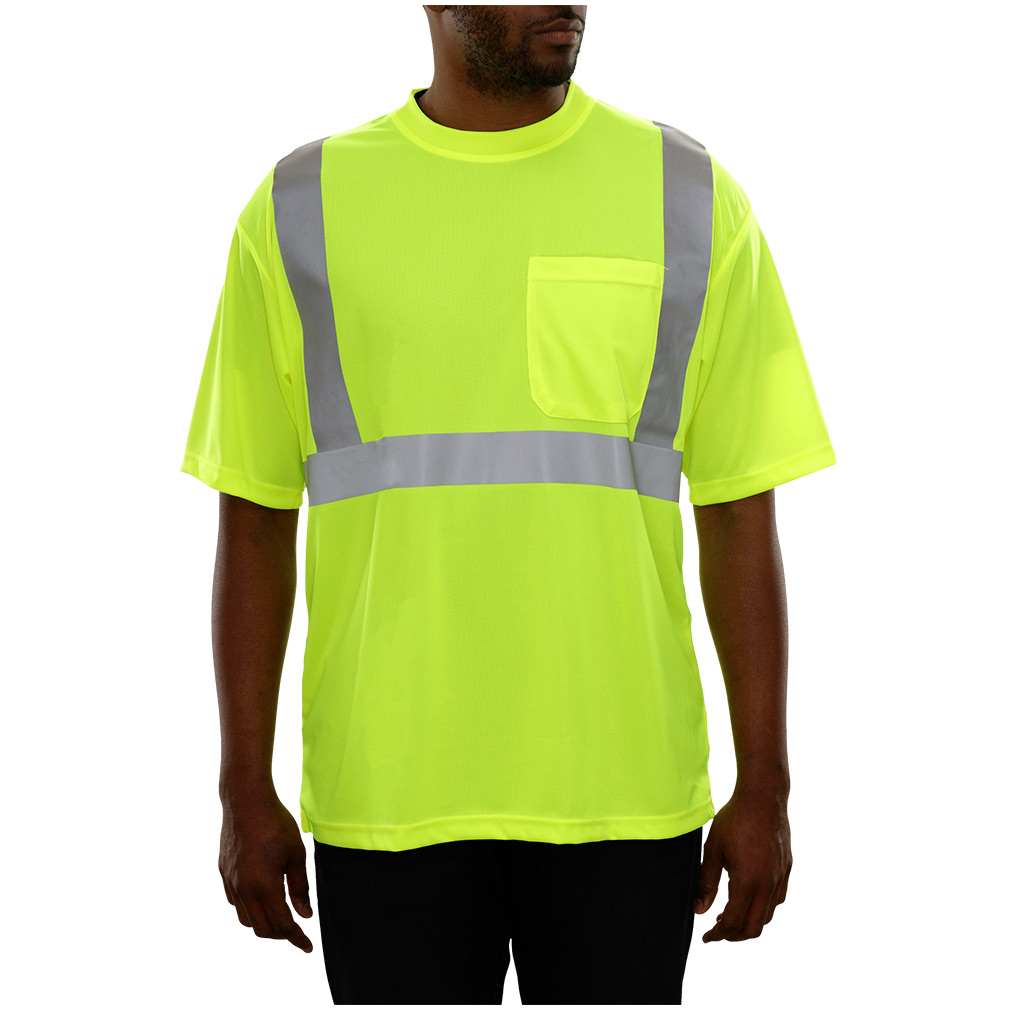 Hi-Vis Short Sleeve Safety T-Shirts ANSI Class 2 with 3M™ Scotchlite™ Reflective Tape