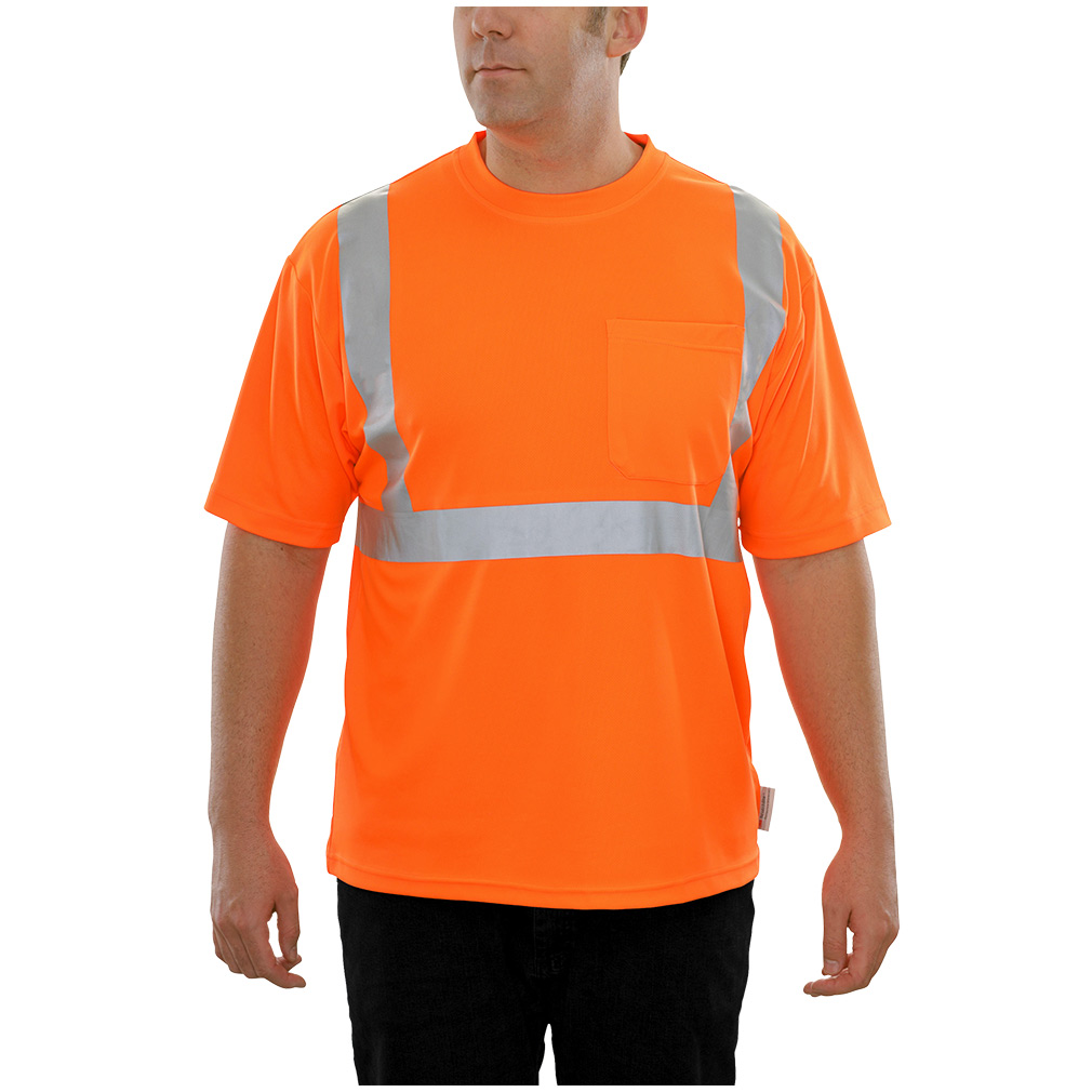 Hi-Vis Short Sleeve Safety T-Shirts ANSI Class 2 with 3M™ Scotchlite™ Reflective Tape