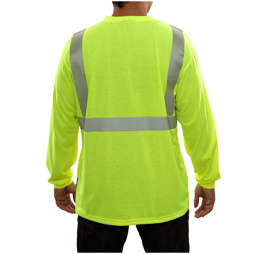 Hi-Vis Comfortable Wicking Long Sleeve ANSI Class 2 Safety Jersey With Pocket