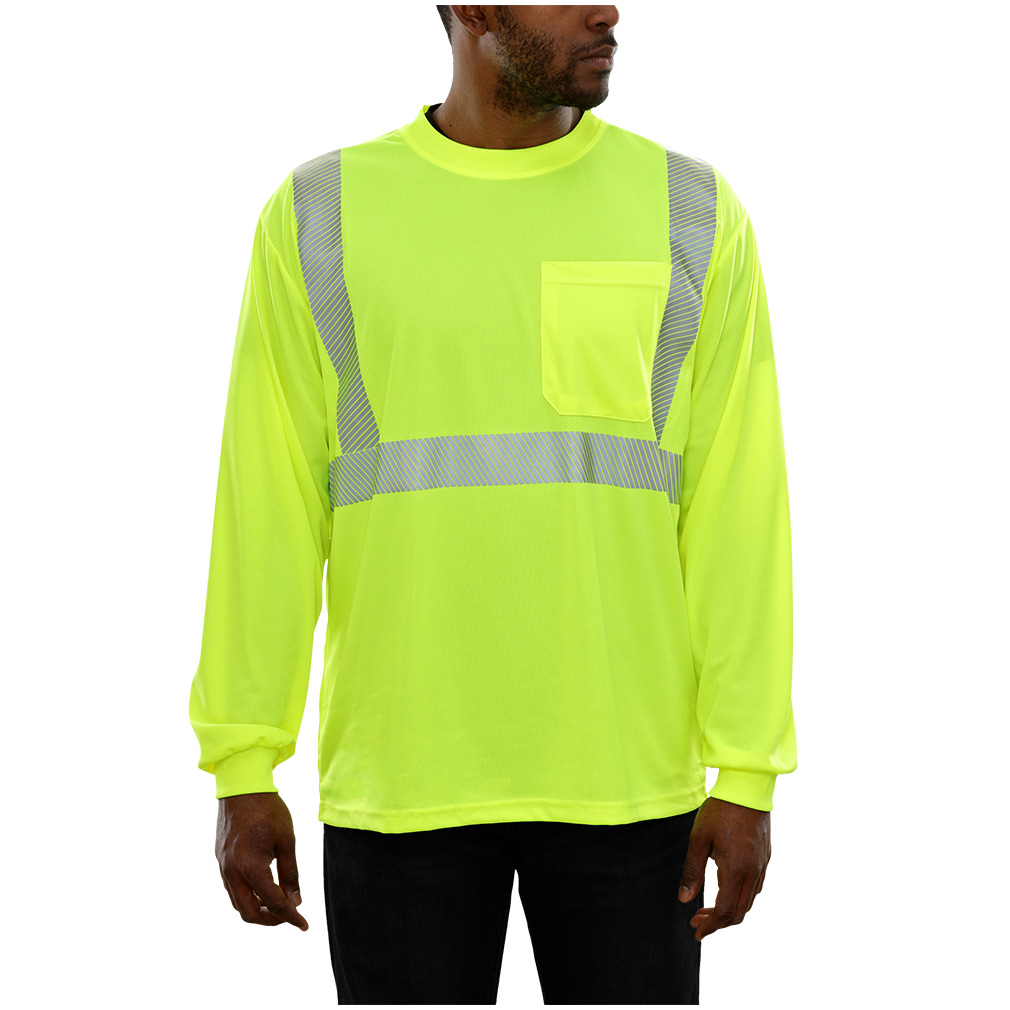 Hi-Vis Quick-Dry Long Sleeve ANSI Class 2 Safety Shirts with 3M™ Segmented Tape