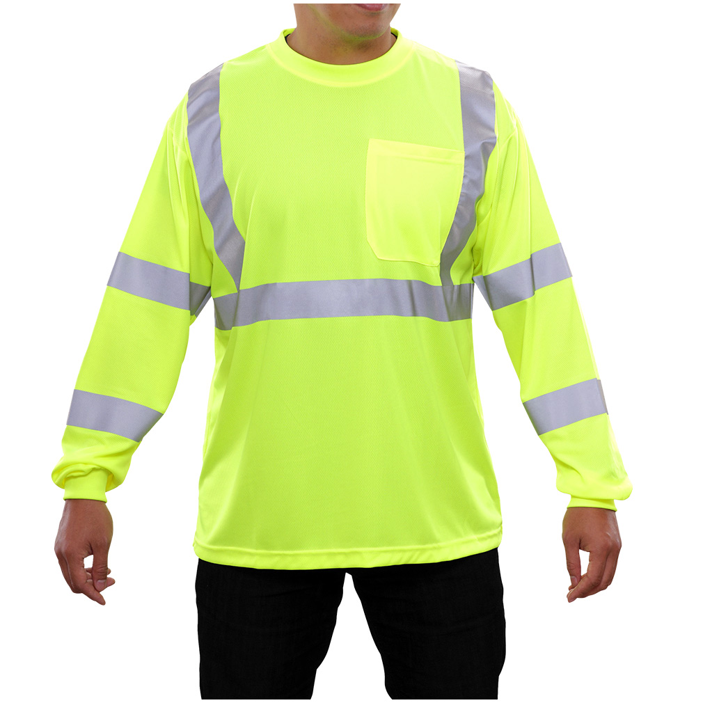 Hi-Vis Classic Long Sleeve Wicking Birdseye with Pocket