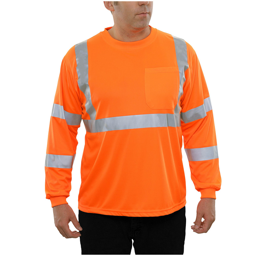 Hi-Vis Classic Long Sleeve Wicking Birdseye with Pocket