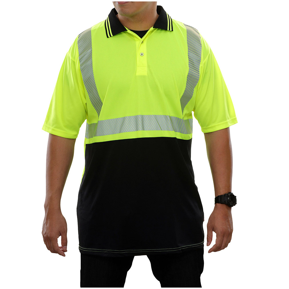 Hi-Vis Lightweight and Flexible 2-Tone Safety Polo Shirt ANSI Class 2 with High Transfer Tape