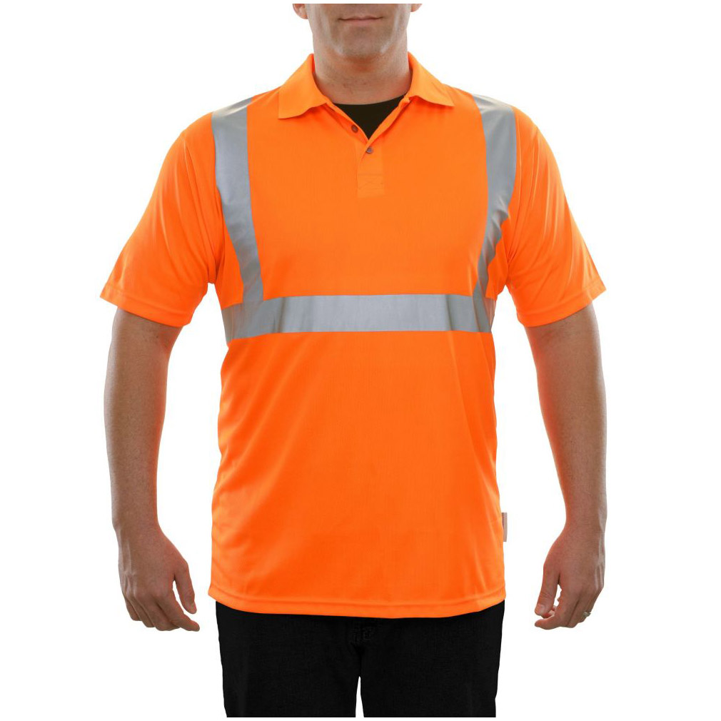 Hi-Vis Orange \ Lime Breathable Wicking ANSI Class 2 Safety Polo Shirt