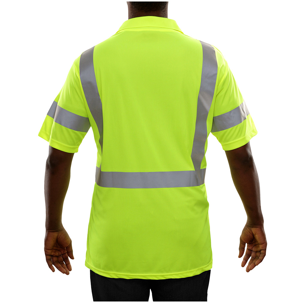 Hi-Vis Comfortable Wicking Moisture Lime Safety Polo Shirt 