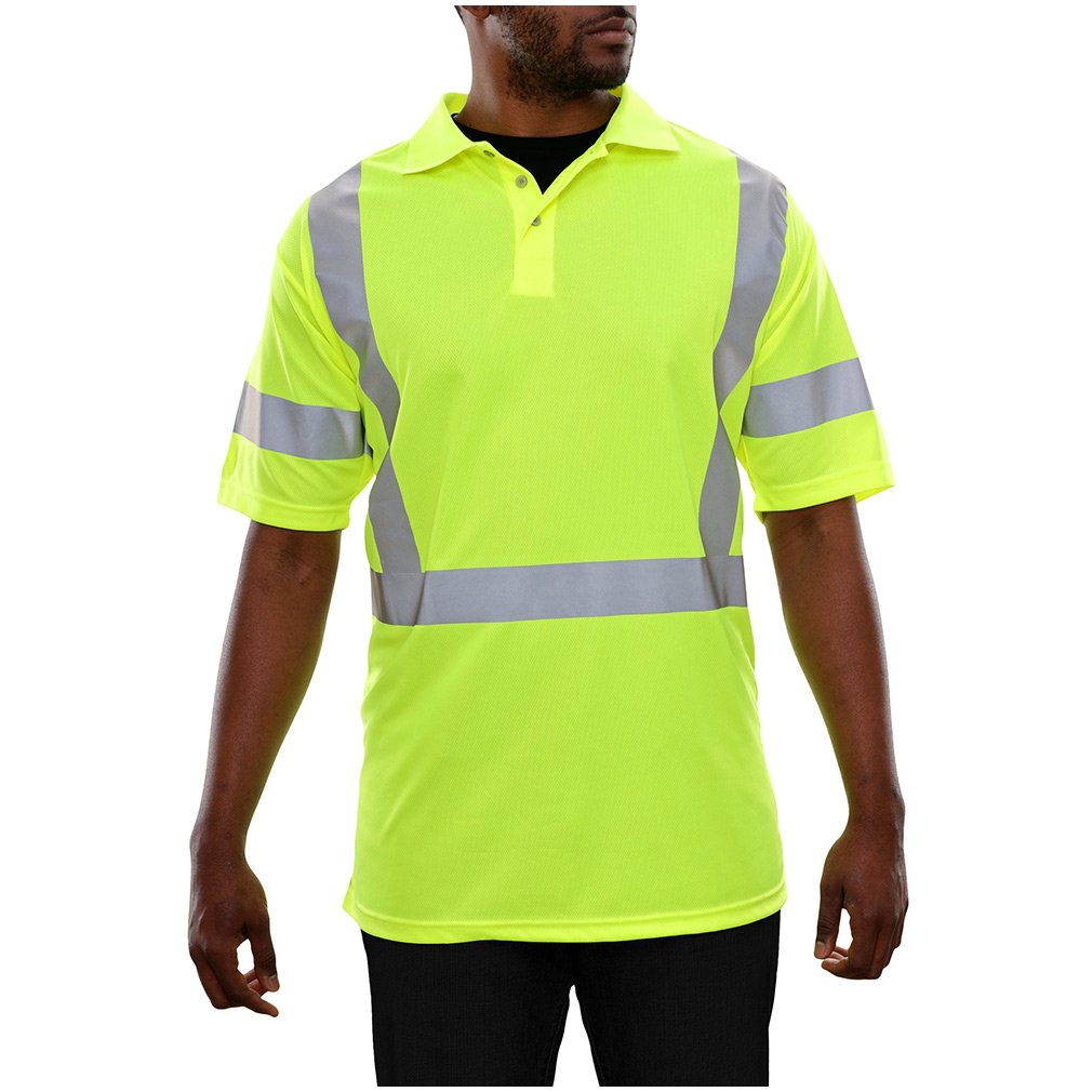 Hi-Vis Comfortable Wicking Moisture Lime Safety Polo Shirt 