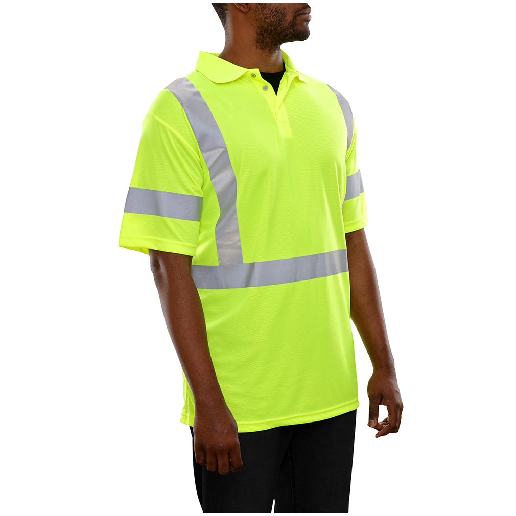 Hi-Vis Comfortable Wicking Moisture Lime Safety Polo Shirt 