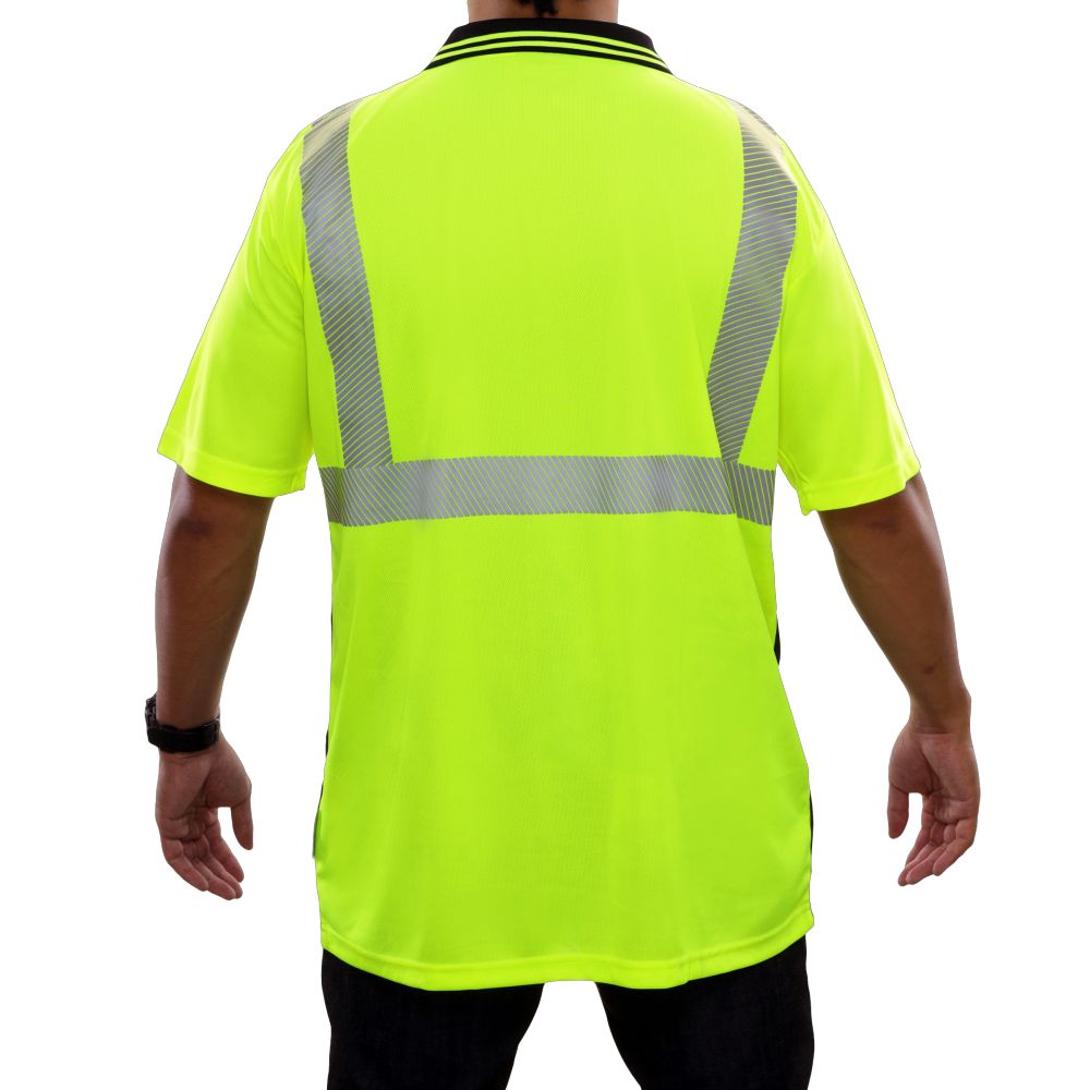 Hi-Vis 2-Tone Black Bottom Safety Polo Shirts with Stain Resistant Finish