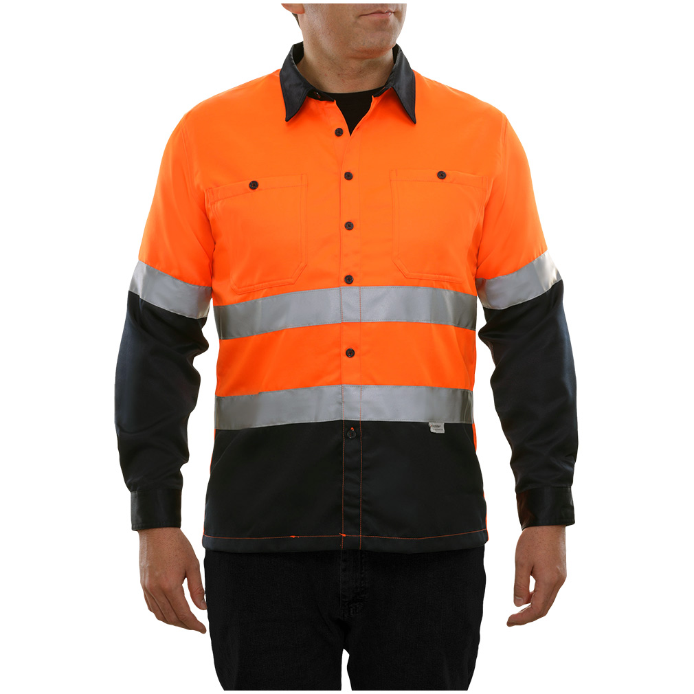 Hi-Vis Durable 2-Tone Long Sleeve Safety Work Shirt 