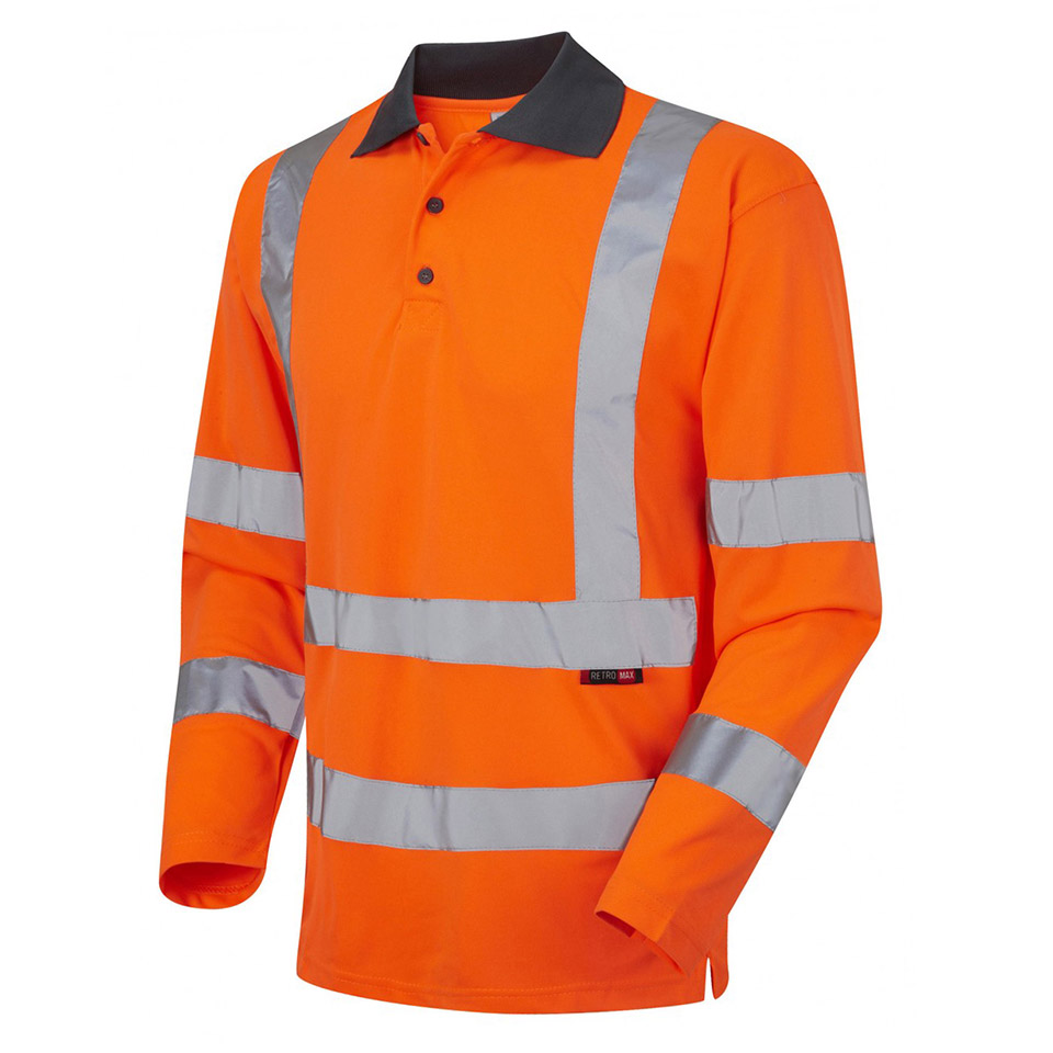 Hi-Vis Lightweight Soft Long Sleeved Polo Shirt Class 2 & Wash 50 Times